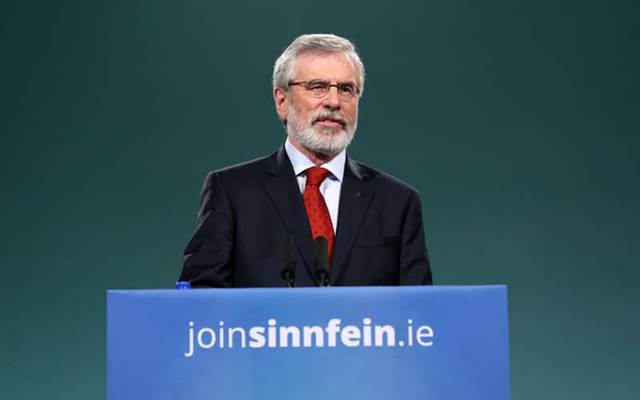 Gerry Adams speaking during his Presidential Address at the Sinn Fein Ard Fheis in the RDS In Dublin on Saturday.
