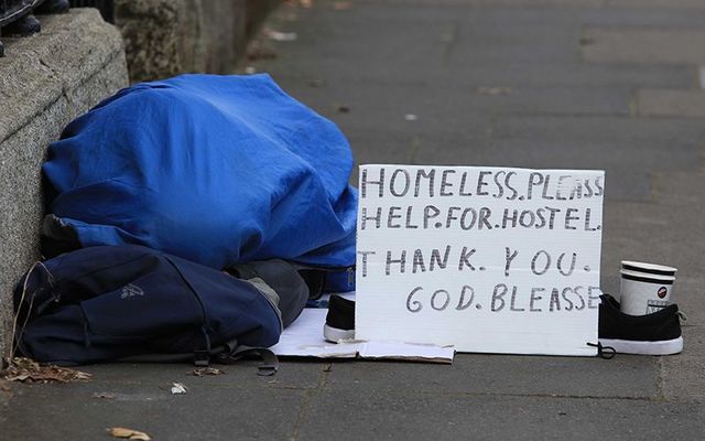 A homeless person sleeping rough on Merrion Square, in Dublin.