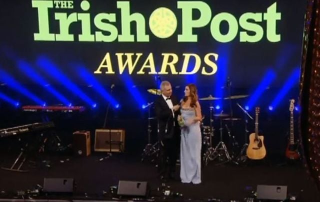 Irish Post Award host Eamonn Holmes and Baroness Karren Brady winner of the Outstanding Contribution to Business in Britain Award.