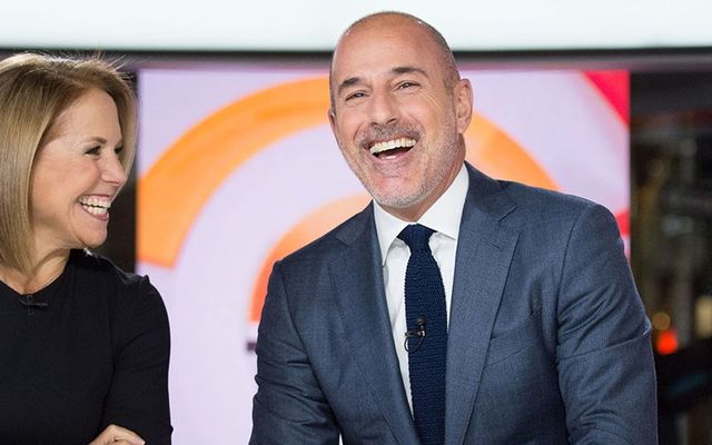 Matt Lauer and Katie Couric on set at the Today Show.