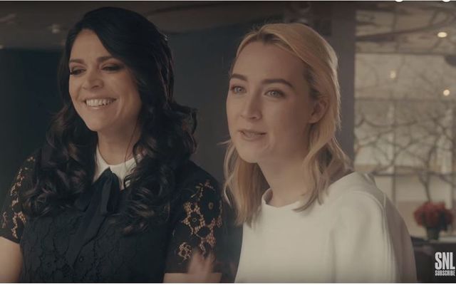 Cecily Strong and Saoirse Ronan in the SNL promo