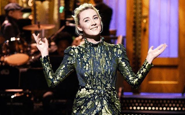 Saoirse Ronan, making her opening monologue on NBC\'s Saturlday Night Live.