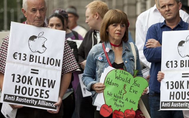 Protests have urged the Irish government to take the €13 billion in Apple taxes and use it for domestic spending.