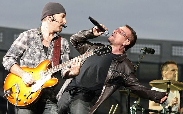 Bono and The Edge playing at Croke Park. 