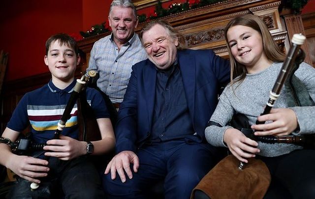 Irial O\'Casaide, Gay McKeon, CEO, pipers.ie, Brendan Gleeson and Niamh Landale. 