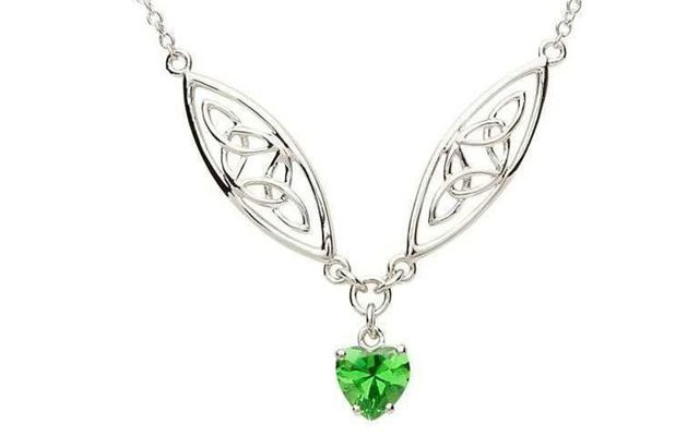 The Celtic Silver Stone Set Trinity Necklace from Shanore, on the IrishCentral Shop. 