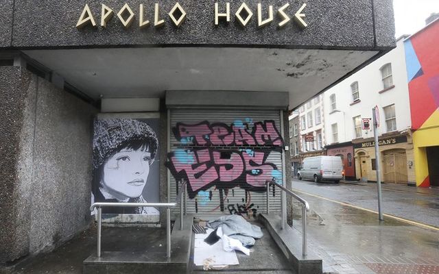  A homeless person sleeping outside Apollo House in Dublin.