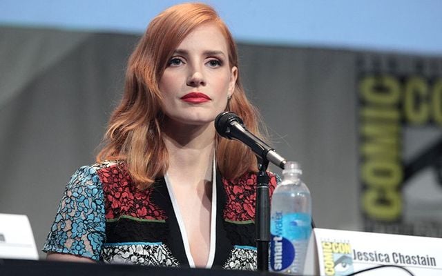 Irish American Jessica Chastain photographed at Comic Con.