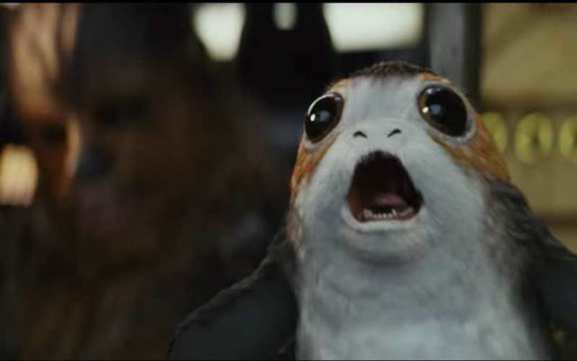 Screenshot of a porg from \'The Last Jedi\' trailer.