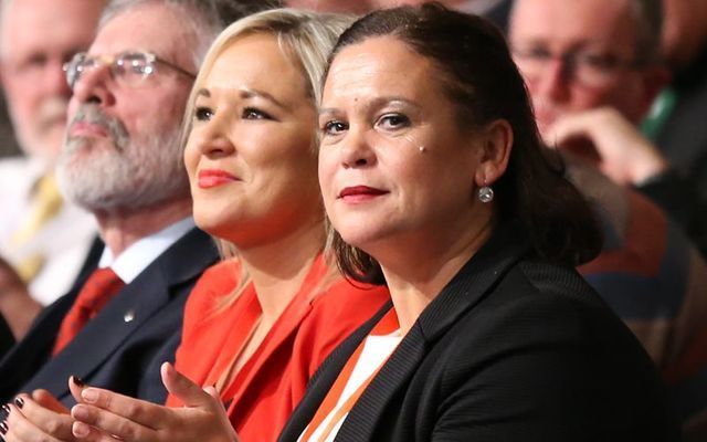 Gerry Adams, Michelle O'Neill and Mary Lou McDonald at the 2017 Sinn Fein Ard Fheis.