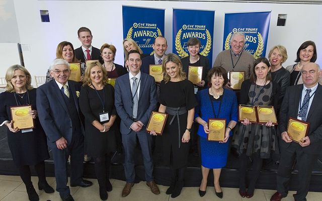 A group shot of some of the big winners at the CIE Tours International Awards of Excellence.