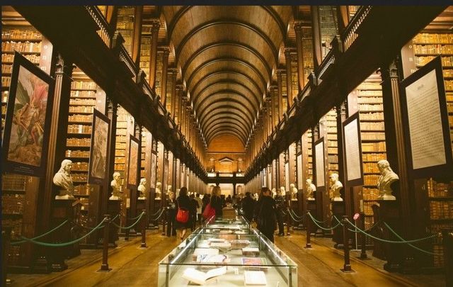 The Long Room at Trinity College Dublin\'s Library, home to The Book of Kells.