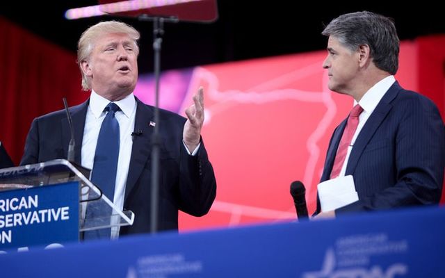 The now President of the United States Donald Trump and Irish American Fox news pundit Sean Hannity.