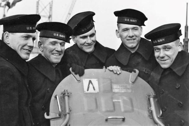 The Sullivan brothers on board USS Juneau: Joe, Frank, Al, Matt, and George.