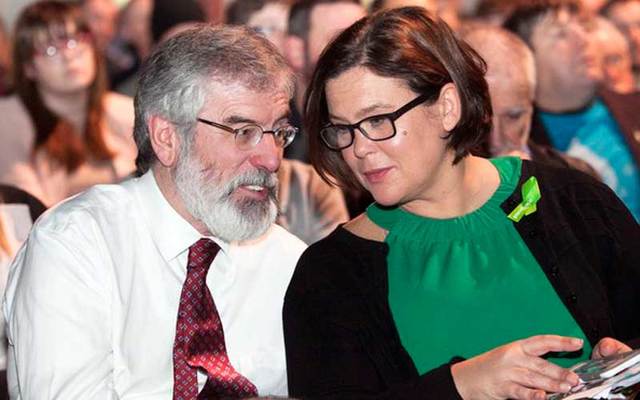 Former Sinn Fein President Gerry Adams and current leader Mary Lou McDonald.
