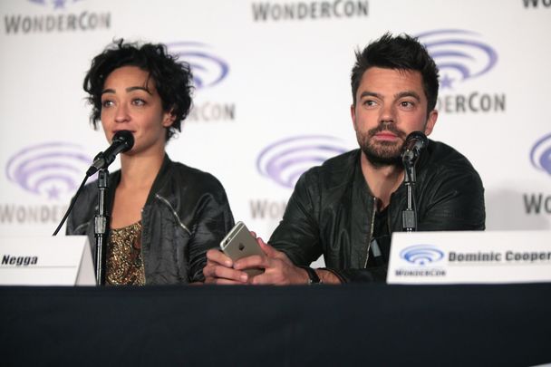 Ruth Negga and Dominic Cooper, who were costars in Preacher, speaking at Comic Con.