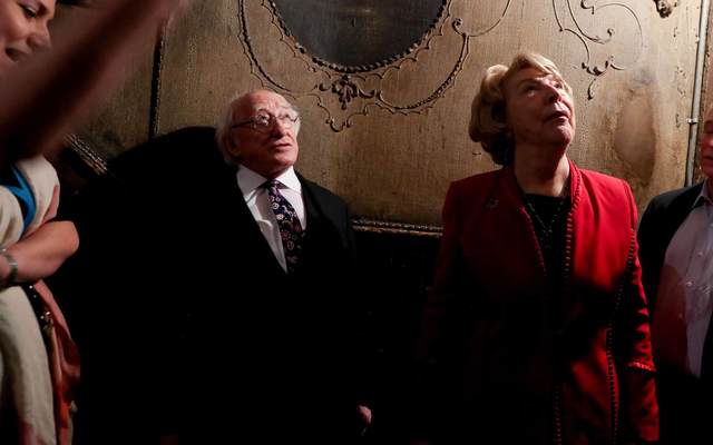 President Michael D. Higgins and Sabina Higgins at the New York Tenement Museum. 