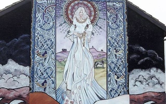 A mural depicting Queen Medb in Belfast. 
