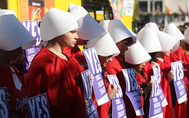 Yes campaigners on May 23rd dressed as Handmaiden\'s Tale characters.