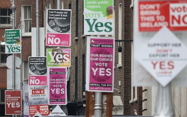 Posters on the streets of Dublin during the campaign for the Eighth Amendment referendum, to change abortion law.