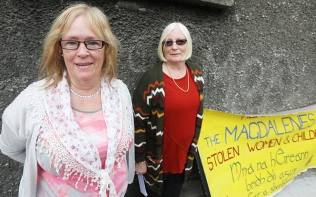 Angela Merrigan - her Mother spent 14 years in Gloucester street Magdalene laundry - with Lindsay Rehn, who spend some time in Grianan Magdalene laundry pictured outside Gloucester street Magdalene laundry. 