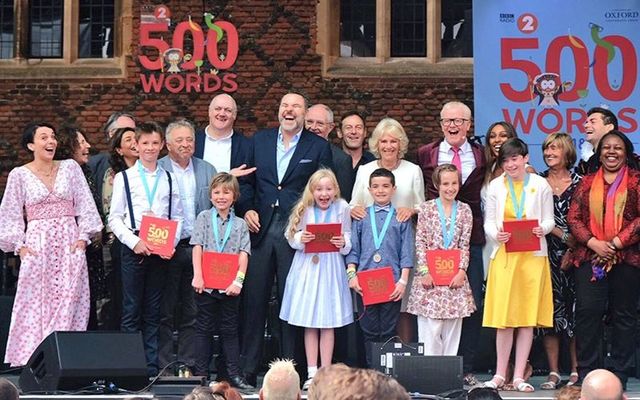 Judges and competitors at the writing competition 500 words held at Hampton Court Palace.