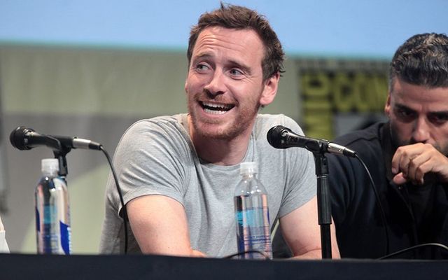 Michael Fassbender on a panel at Comic Con.
