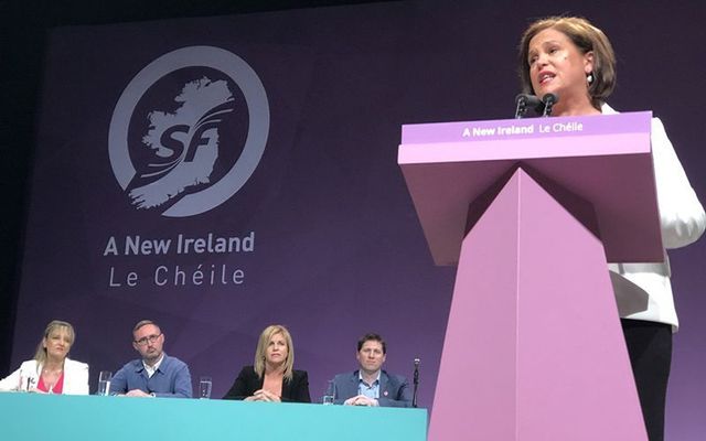 Mary Lou McDonald addresses the Sinn Fein ard fheis in Belfast on Saturday.