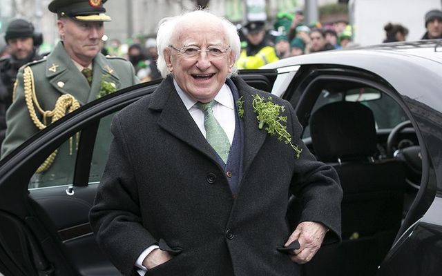 President Michael D Higgins photographed on St. Patrick\'s Day 2018 in Dublin.