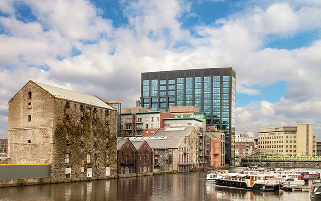 The tower of Google head quarters, by the site of Boland\'s Mill, in Dublin\'s Silicon Docks.