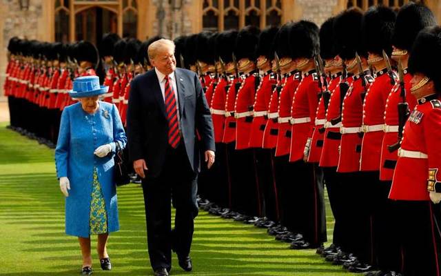 Queen Elizabeth II and US President Donald Trump at Windsor Castle On July 13, 2018.