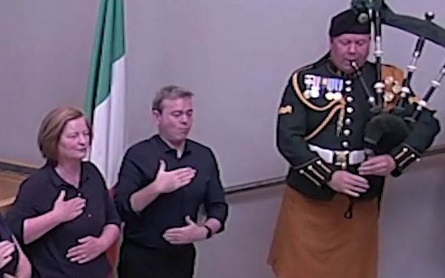 An Irish Sign Language performance of Ireland\'s national anthem in Leinster House in July 2018.