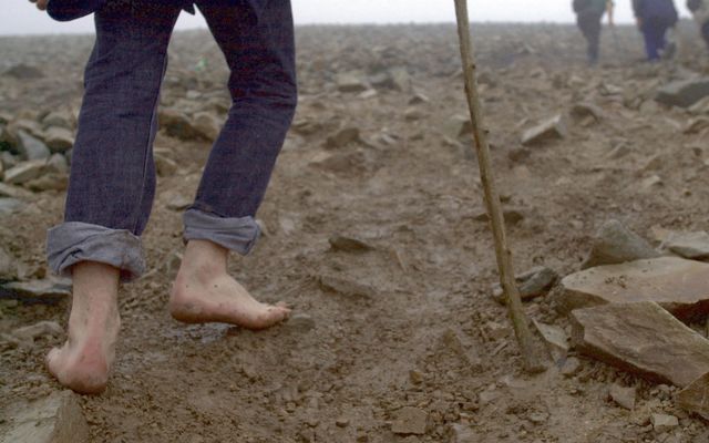 Conditions for Reek Sunday 2018 were much nicer than this 2002 image of the Croagh Patrick pilgrimage shows. 