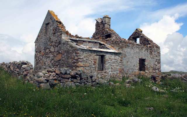 Ruined farm on Omey Island in Ireland.\n\n