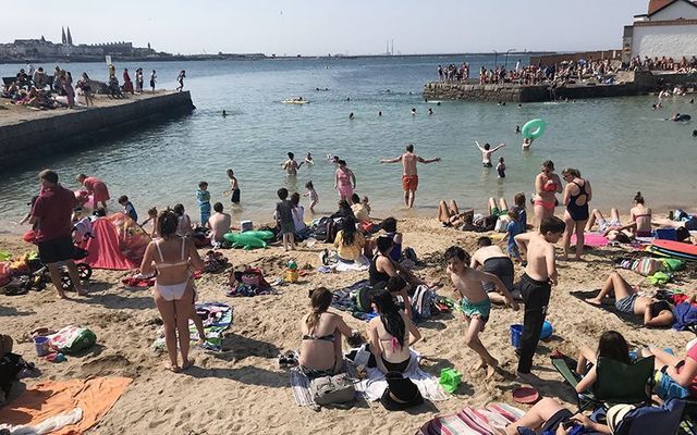 Crowds at the beach in Sandycove, south Dublin last month.