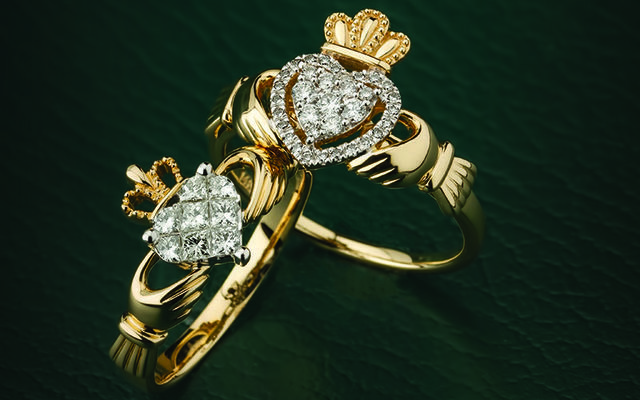 Weir & Sons, on Grafton Street, Dublin, present “The Irish Jewellery Exhibition”, with something for everyone, even diamond encrusted Claddagh rings.