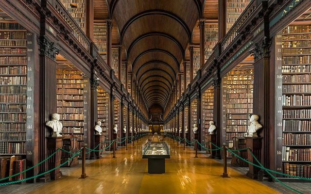 The Long Room, in Trinity College Dublin: The Book of Kells is on permanent display.