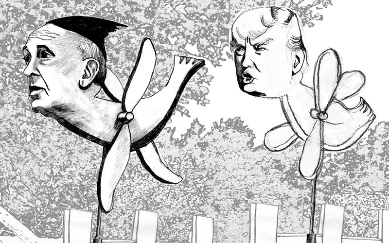 Trump and Clinton whirligig joined by Pope Francis in Clare garden