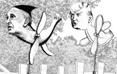 Trump and Clinton whirligig joined by Pope Francis in Clare garden