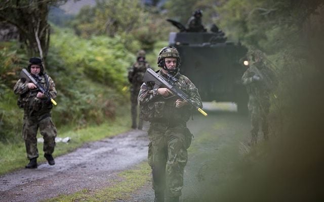 Members of the Irish Defense Forces in training.