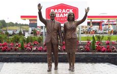 Barack and Michelle Obama statue unveiled in Moneygall, County Offaly
