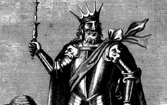 One of the earliest and most well-known depictions of Brian on the front piece of the 1723 publication of \"The General History of Ireland\" translation of Keating\'s \" Foras feasa ar Éirinn\" by Dermot O\'Connor.