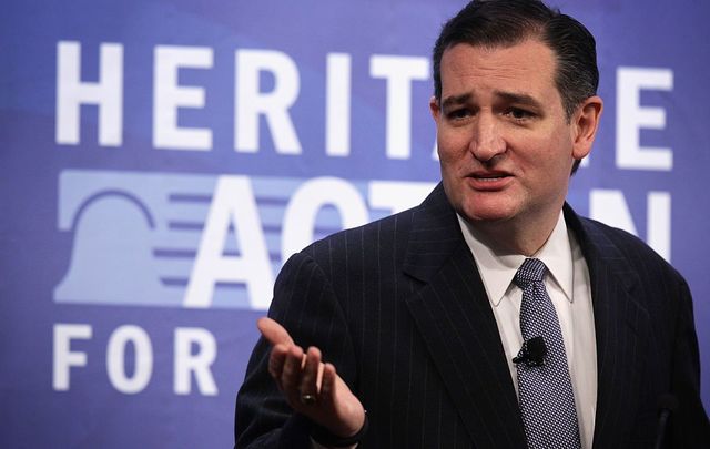 U.S. Sen. Ted Cruz (R-TX) addresses the second annual Conservative Policy Summit at the Heritage Foundation January 12, 2015, in Washington, DC. 