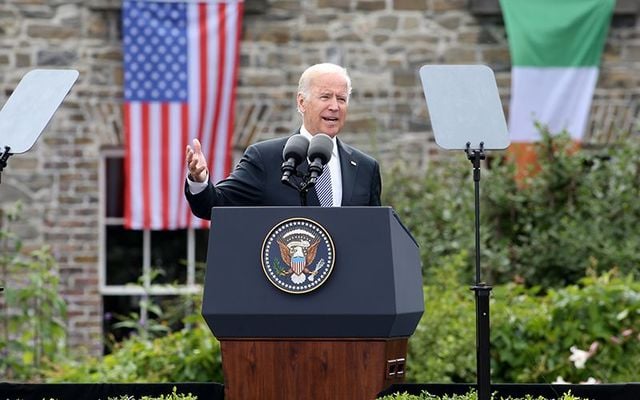 Former vice president Joe Biden, speaking at Dublin Castle during a trip to Ireland.