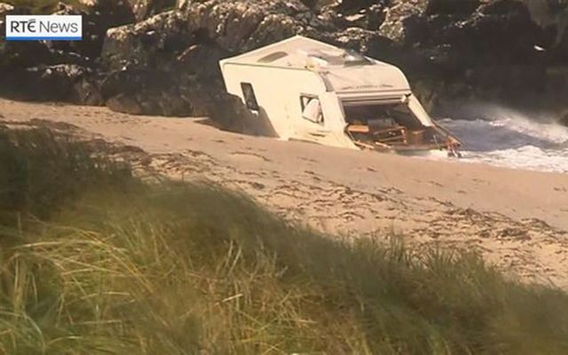 Storm Ali: High winds blew the caravan a women in her 50s was sleeping in onto Acton\'s beach, near Clifden, County Galway.