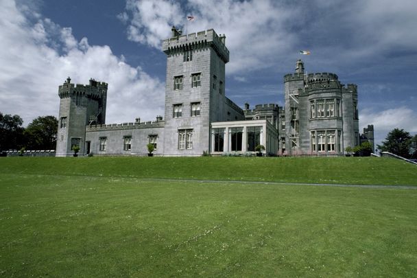 Low angle view of a castle, Dromoland Castle, Shannon, Republic of Ireland. 
