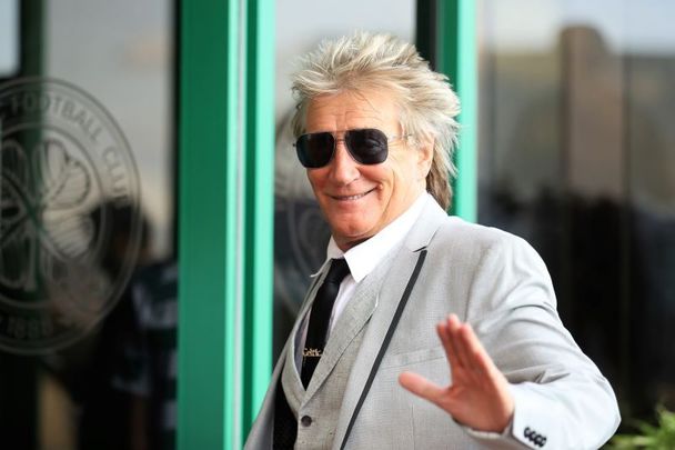 Rod Stewart arriving at Celtic Park on August 13, 2019, in Glasgow, Scotland. 