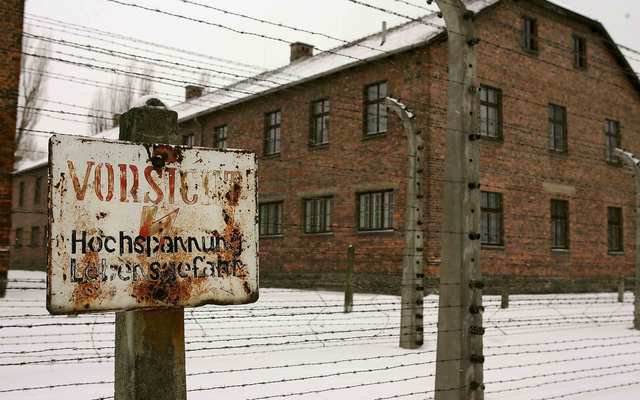 An Irishman has been arrested for defacing a wall at the Auschwitz museum