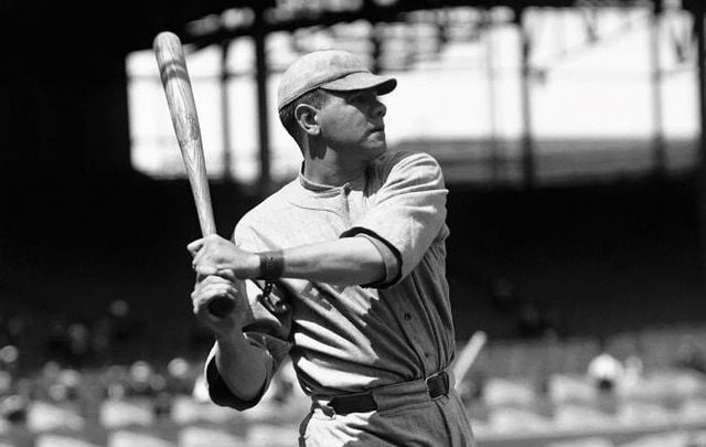 Babe Ruth during batting practice in 1916.