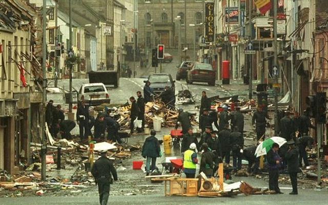 Aftermath of the Omagh bombings in County Tyrone, in 1998.